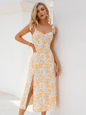 Mediterranean Sun Floral Midi Dress