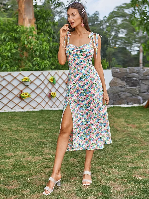 Mediterranean Sun Floral Midi Dress