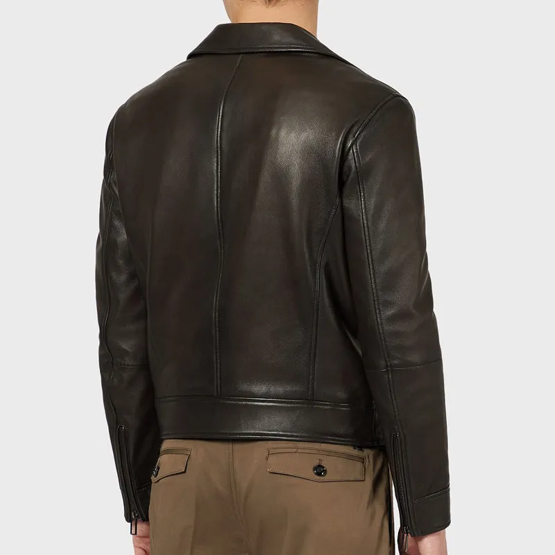 Men Dark Brown Leather Jacket