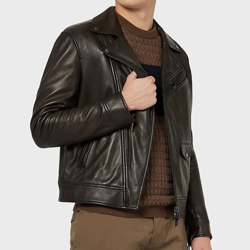 Men Dark Brown Leather Jacket