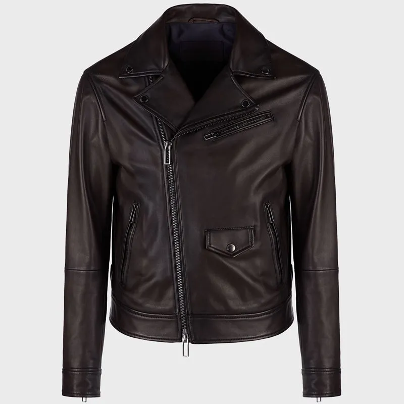 Men Dark Brown Leather Jacket