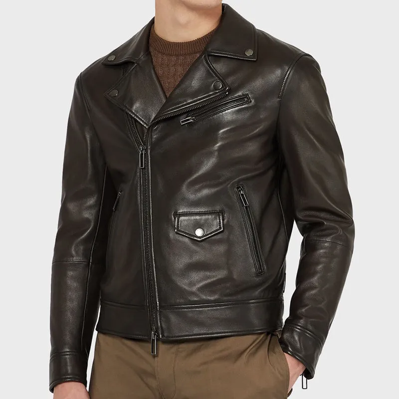 Men Dark Brown Leather Jacket