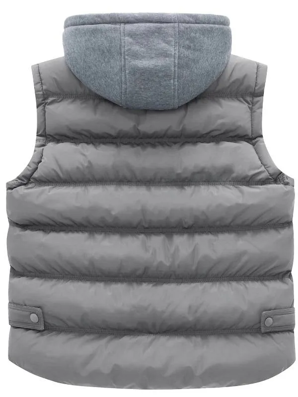 Men's Big and Tall Puffer Vest Plus Size Gilet Winter Jacket with Detachable Hood Recycled Polyester