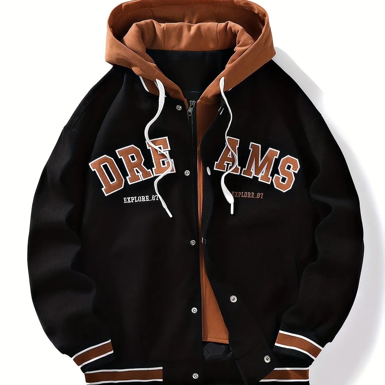 Mens Hooded Varsity Jacket Street Style for School