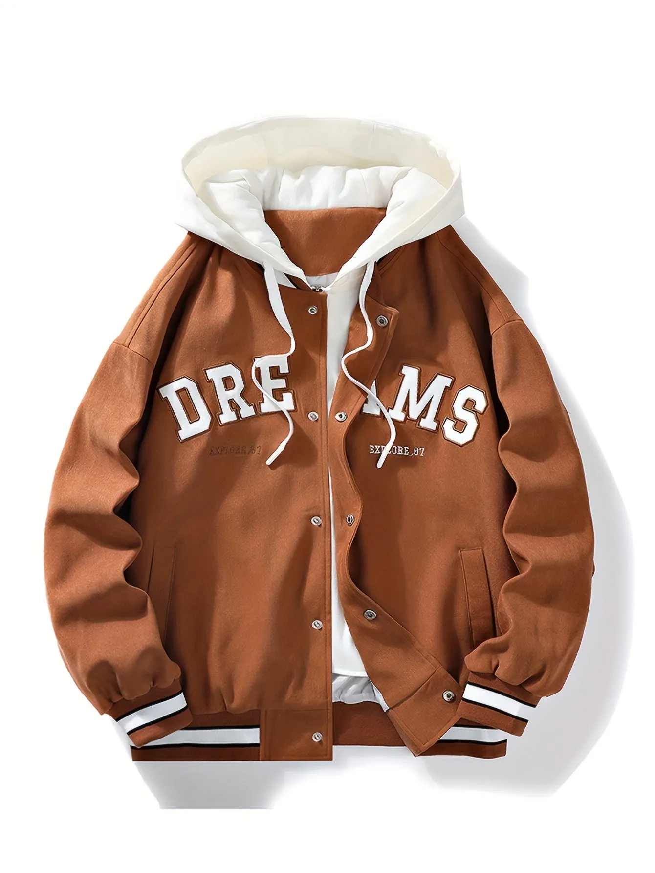 Mens Hooded Varsity Jacket Street Style for School