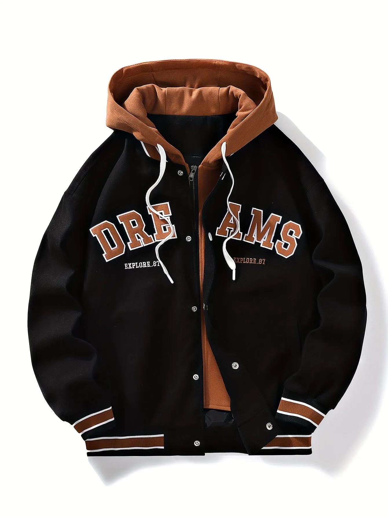 Mens Hooded Varsity Jacket Street Style for School