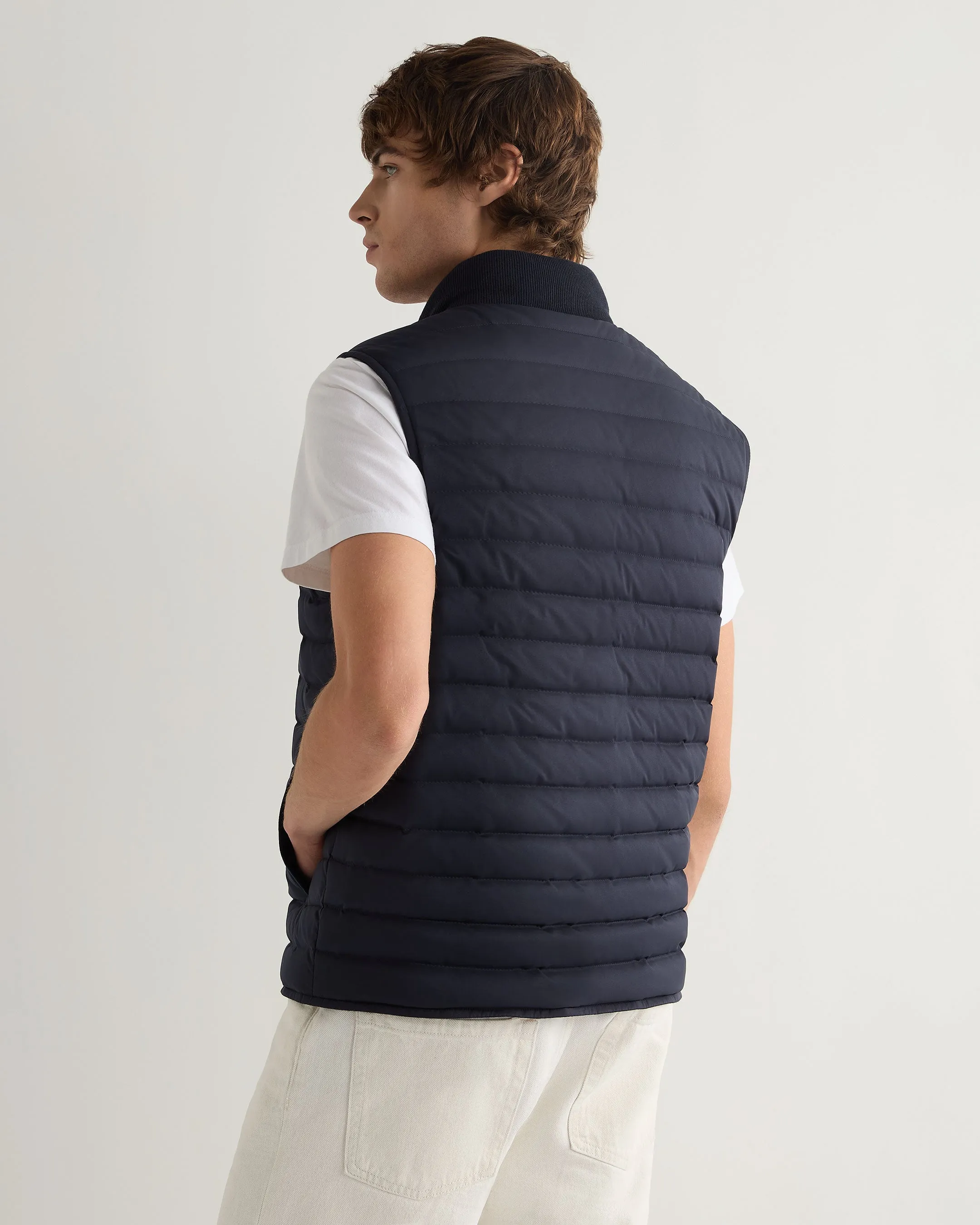 Men's Reversible Cotton Blend Gilet Navy Blue