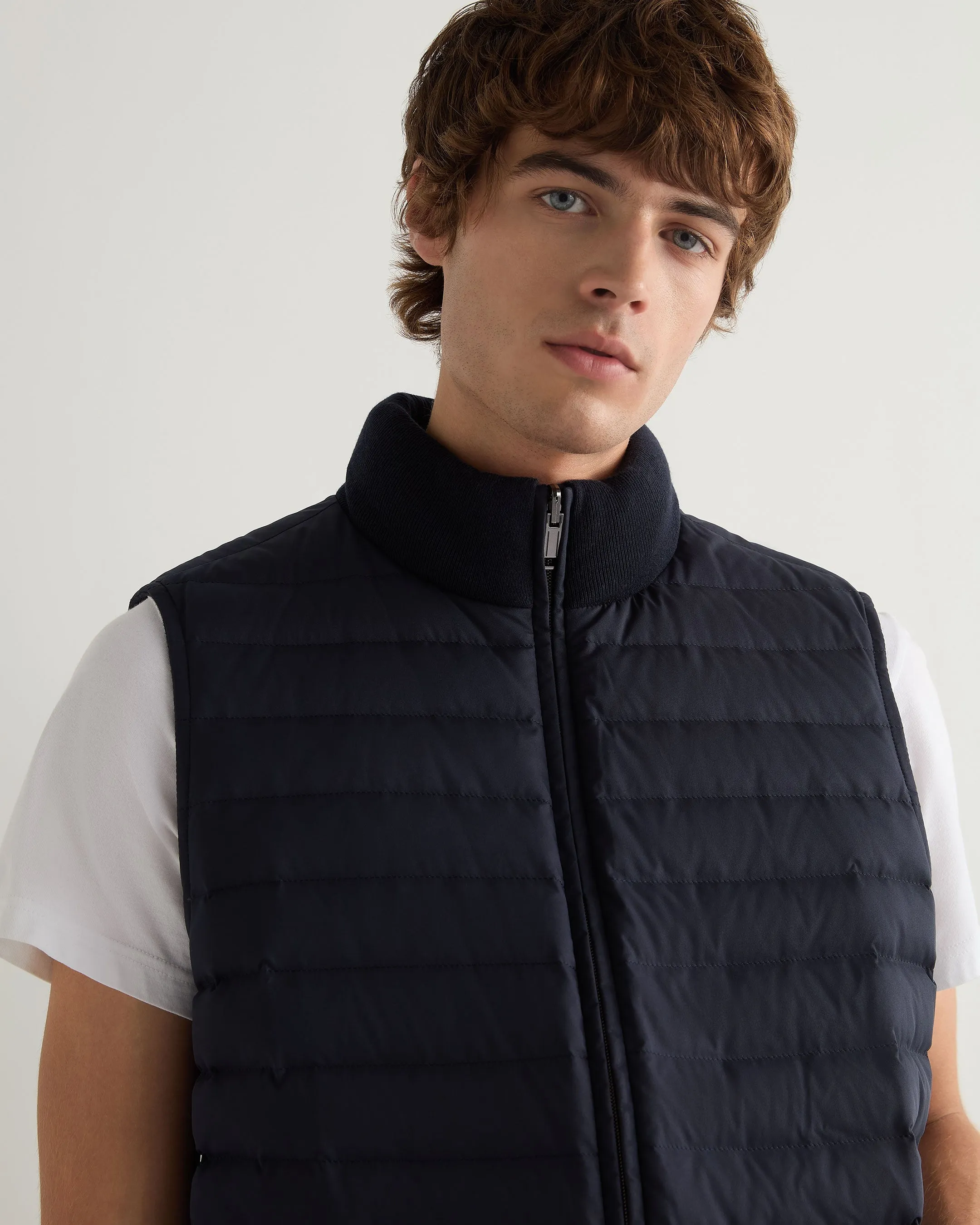 Men's Reversible Cotton Blend Gilet Navy Blue