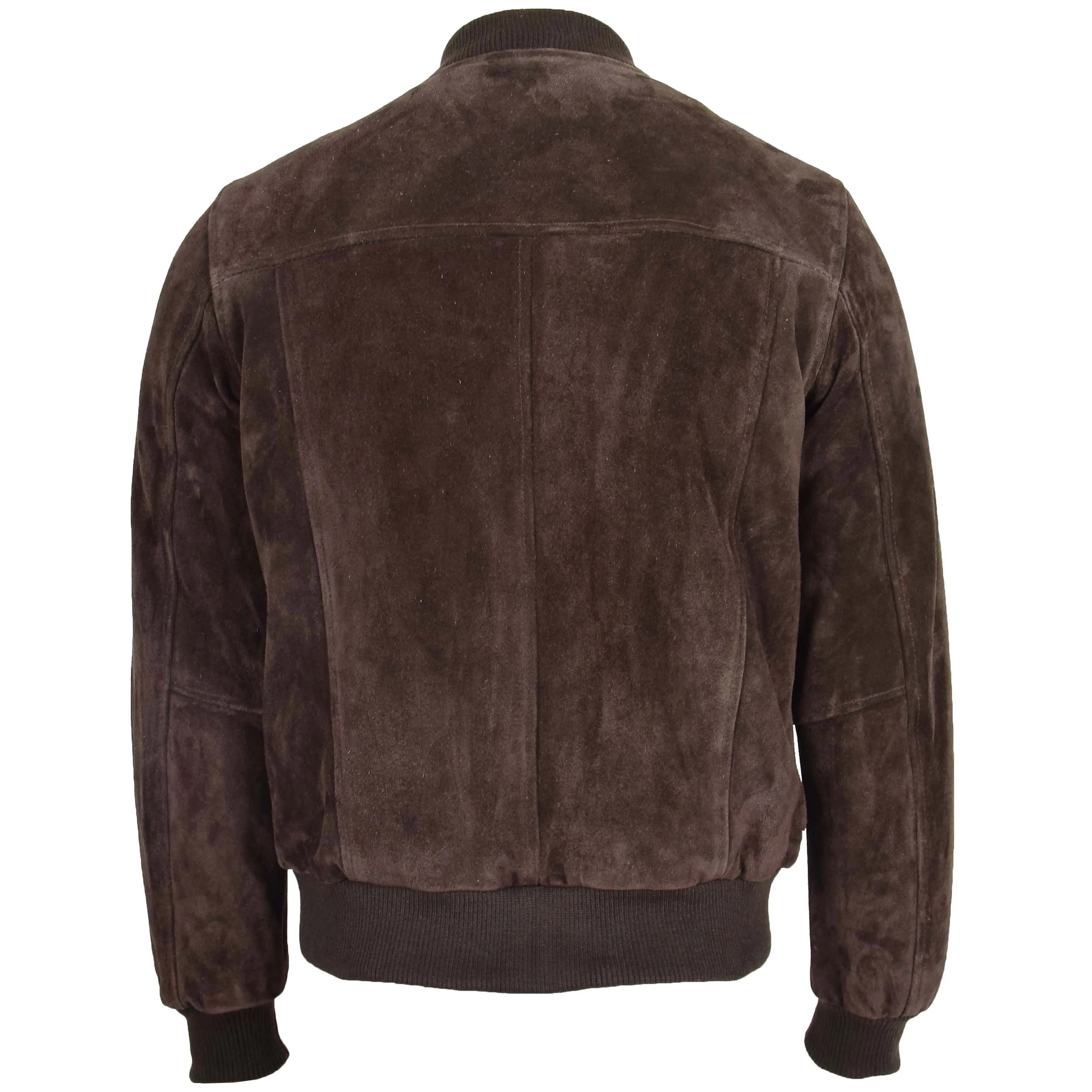 Mens Suede Bomber Varsity Jacket Reg Brown