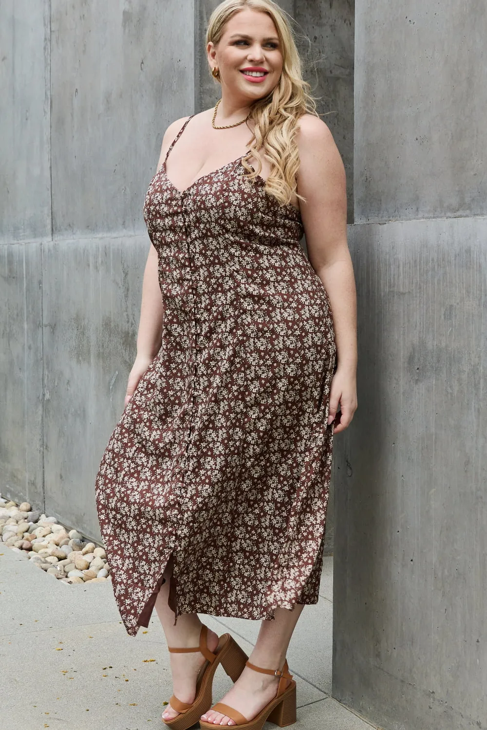 Mi Amor Full Size Floral Midi Sundress