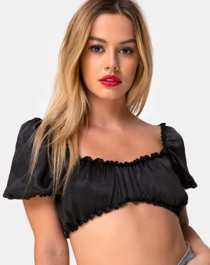 Morgan Crop Top in Satin Black