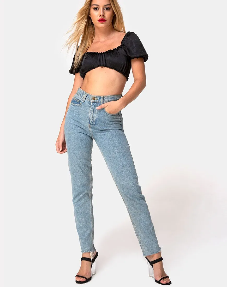 Morgan Crop Top in Satin Black