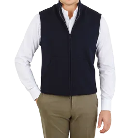 Navy Blue Knitted Virgin Wool Gilet