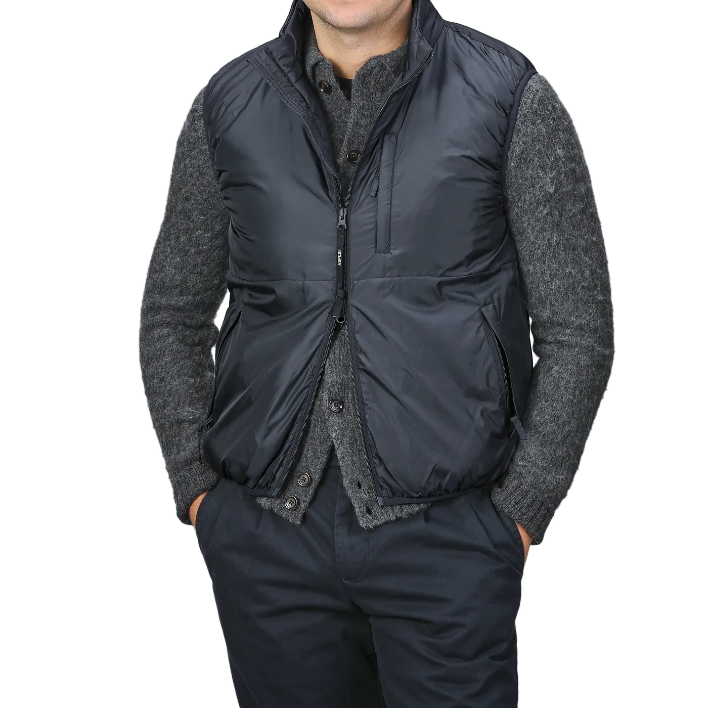 Navy Blue Nylon Taffetta Thermore Jil Gilet