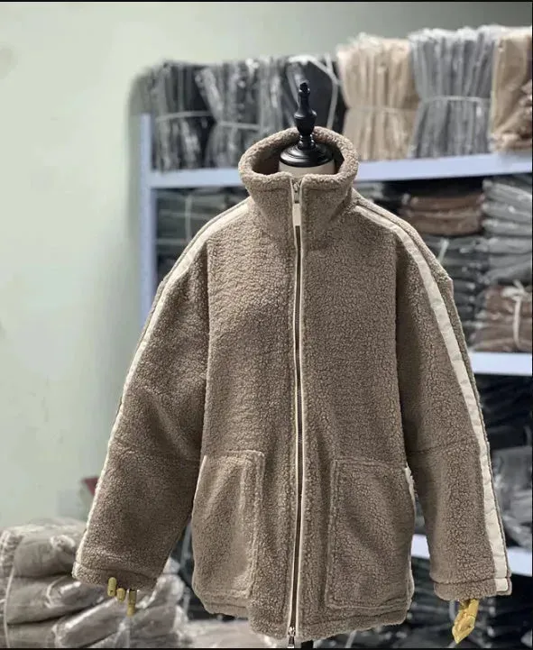 New Fashion Loose Anti-cashmere Hooded Zipper Huge Fleece Winter Jacket