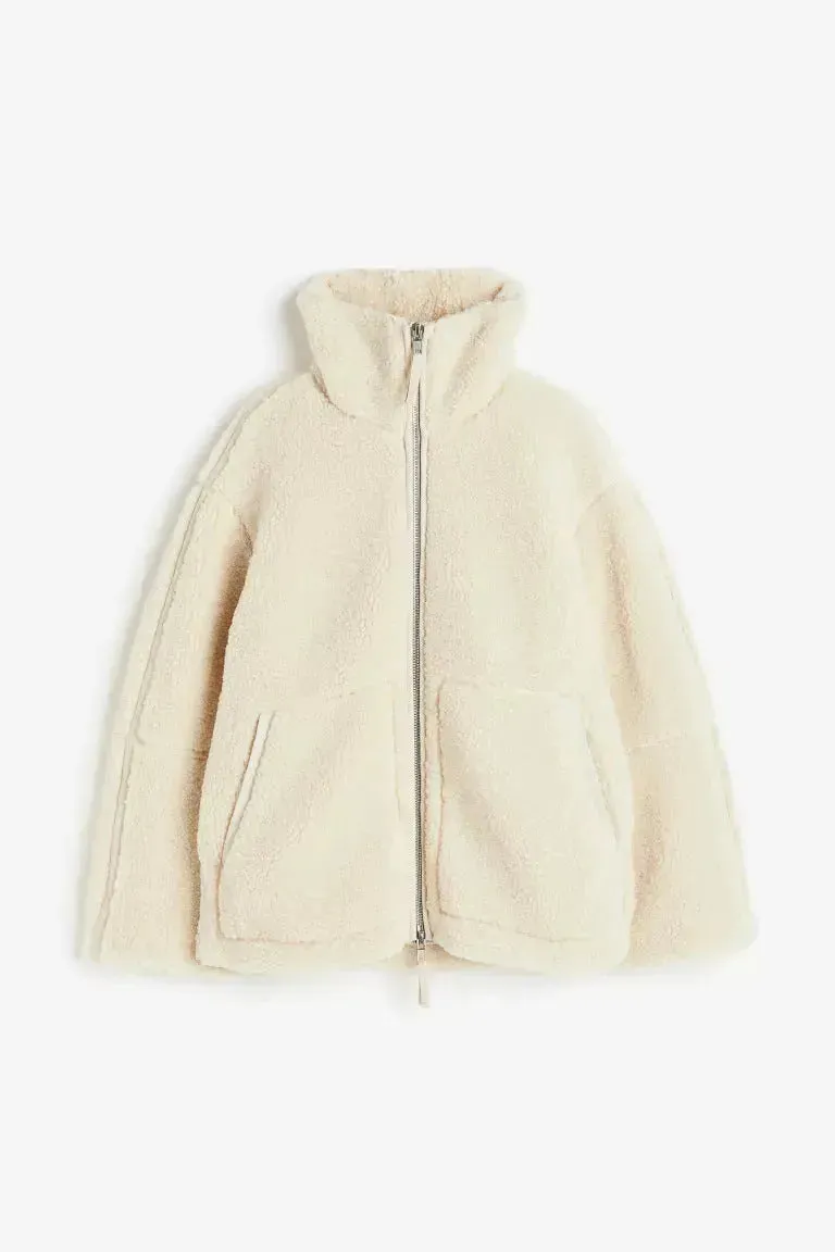 New Fashion Loose Anti-cashmere Hooded Zipper Huge Fleece Winter Jacket