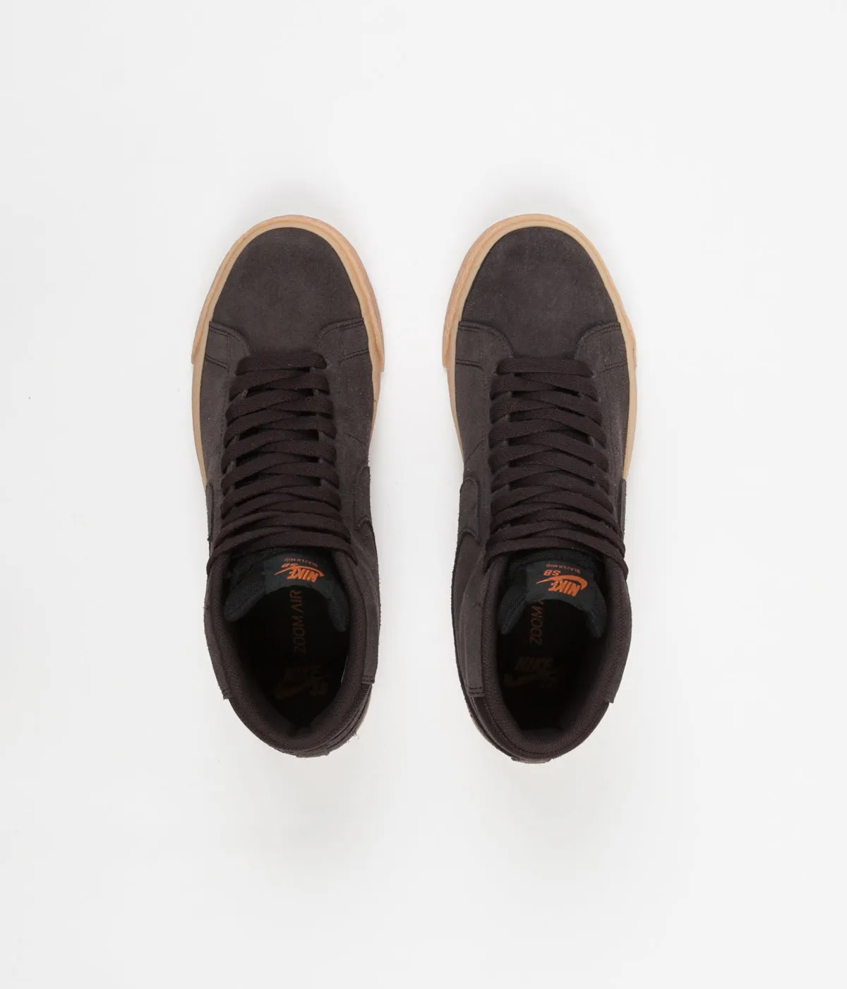 Nike SB Blazer Mid Shoes - Velvet Brown / Velvet Brown - Cinder Orange