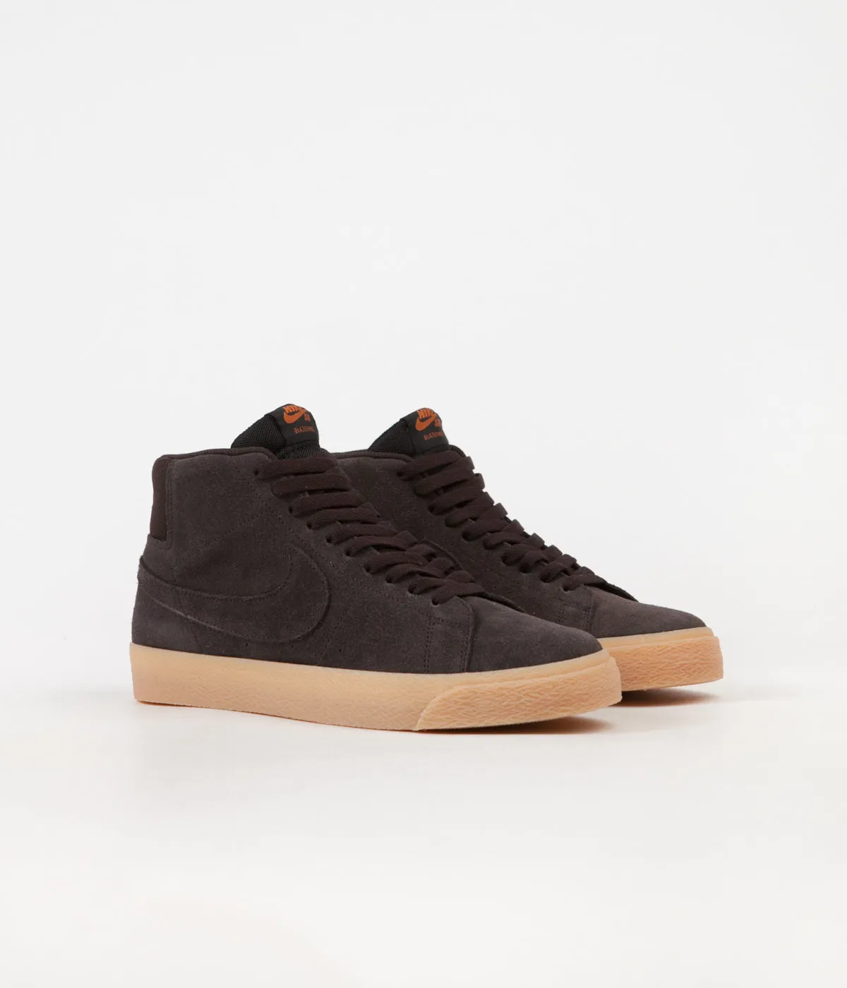 Nike SB Blazer Mid Shoes - Velvet Brown / Velvet Brown - Cinder Orange