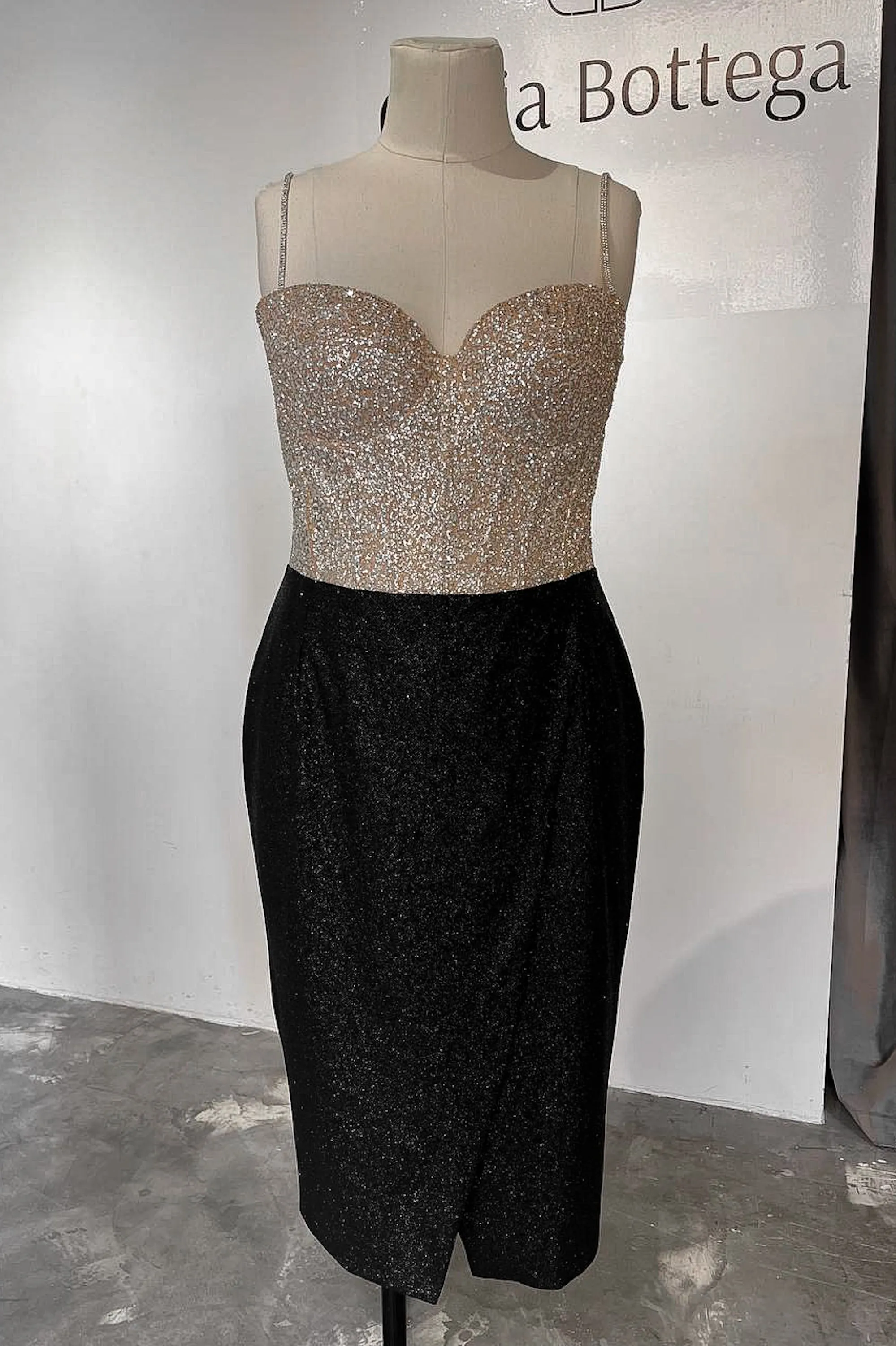 Nude Midi Sparkly Evening Dress Madonna