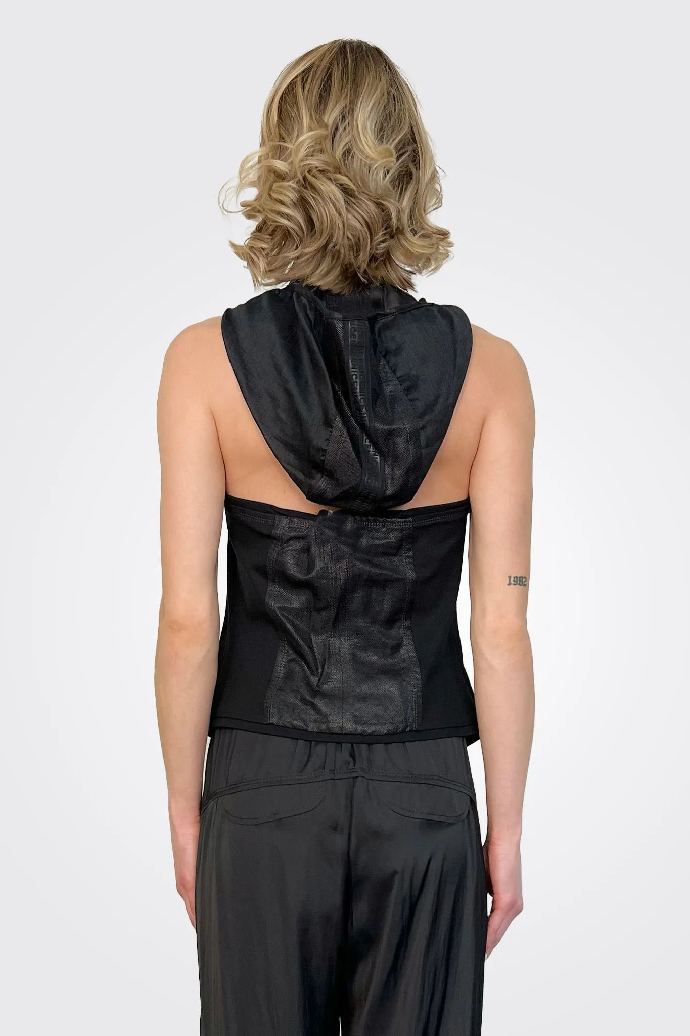 Open Back Hooded Vest - Coal