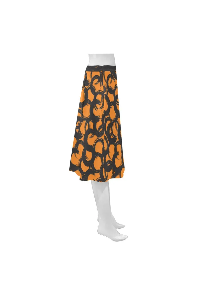 Orange Mnemosyne Women's Crepe Skirt (Model D16)