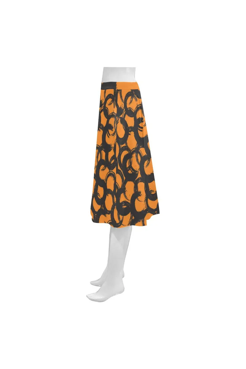 Orange Mnemosyne Women's Crepe Skirt (Model D16)