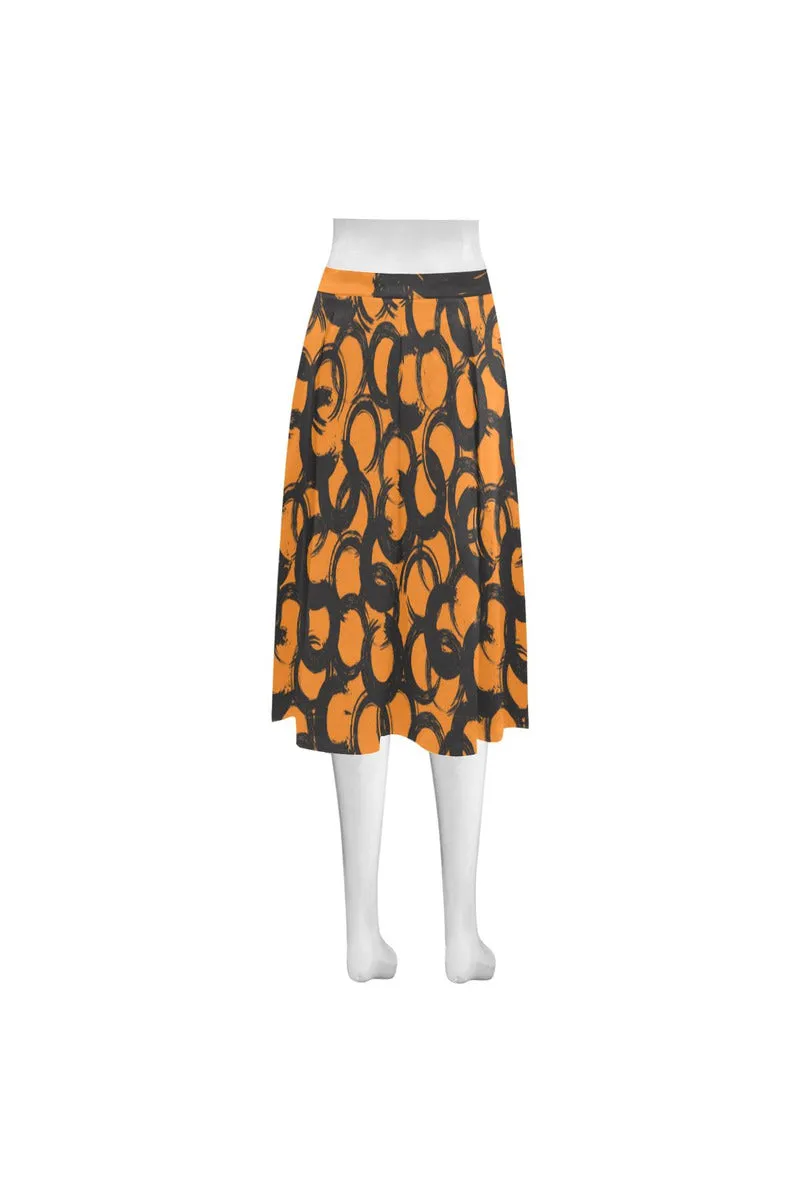 Orange Mnemosyne Women's Crepe Skirt (Model D16)