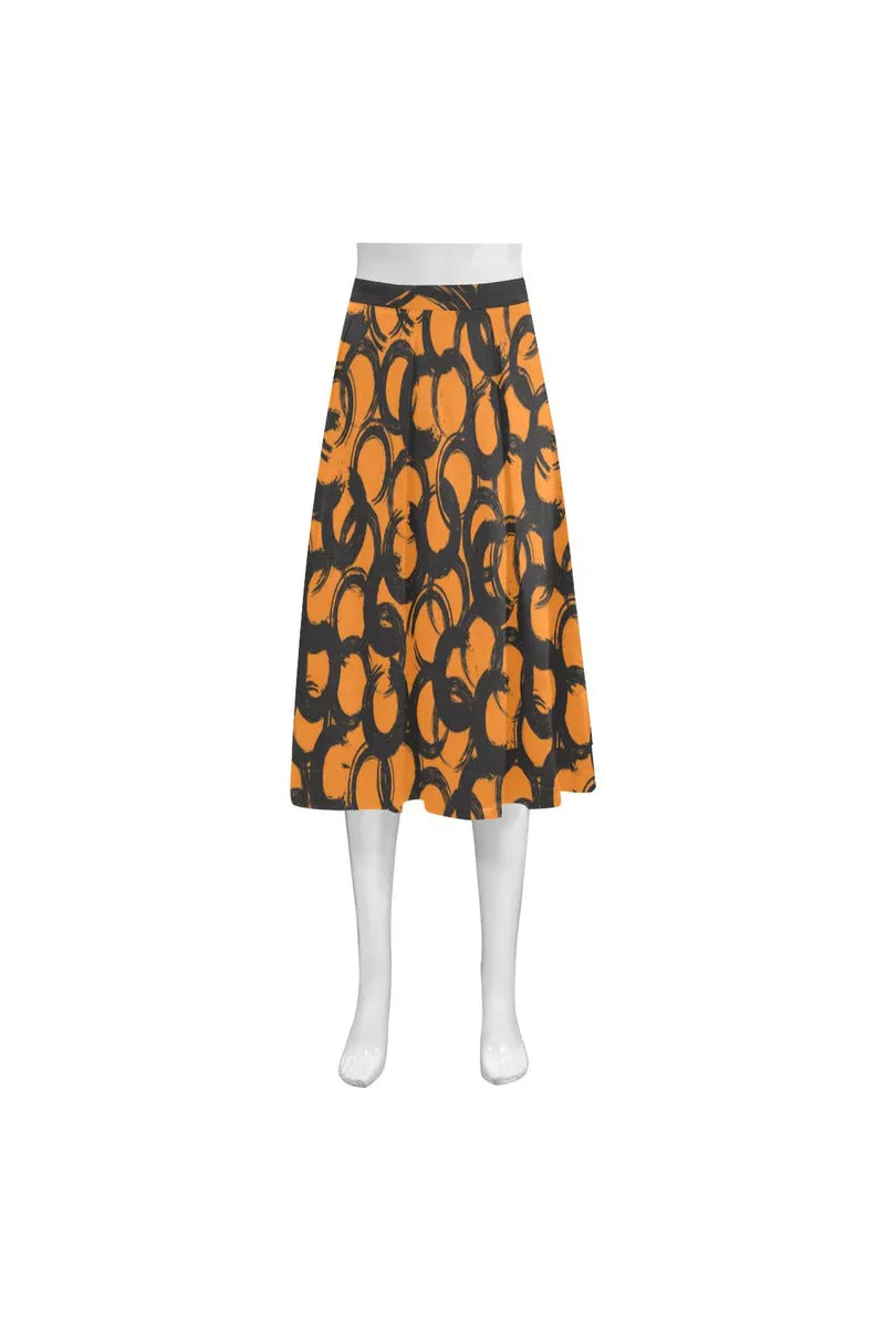 Orange Mnemosyne Women's Crepe Skirt (Model D16)