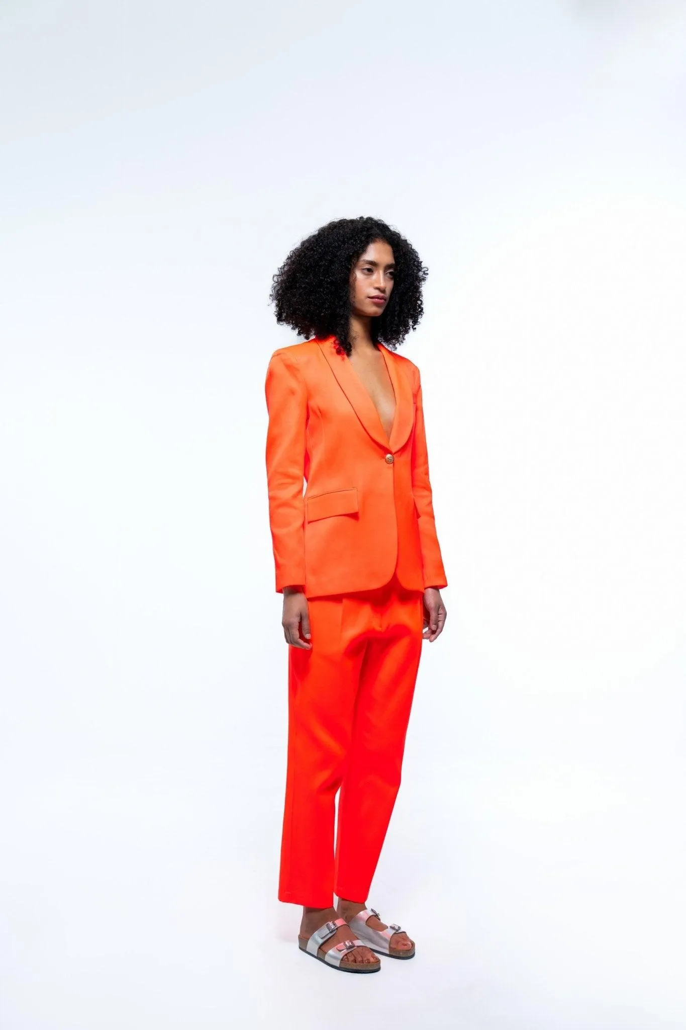 ORANGE SINGLE BREASTED BLAZER PANT  CO-ORD SET