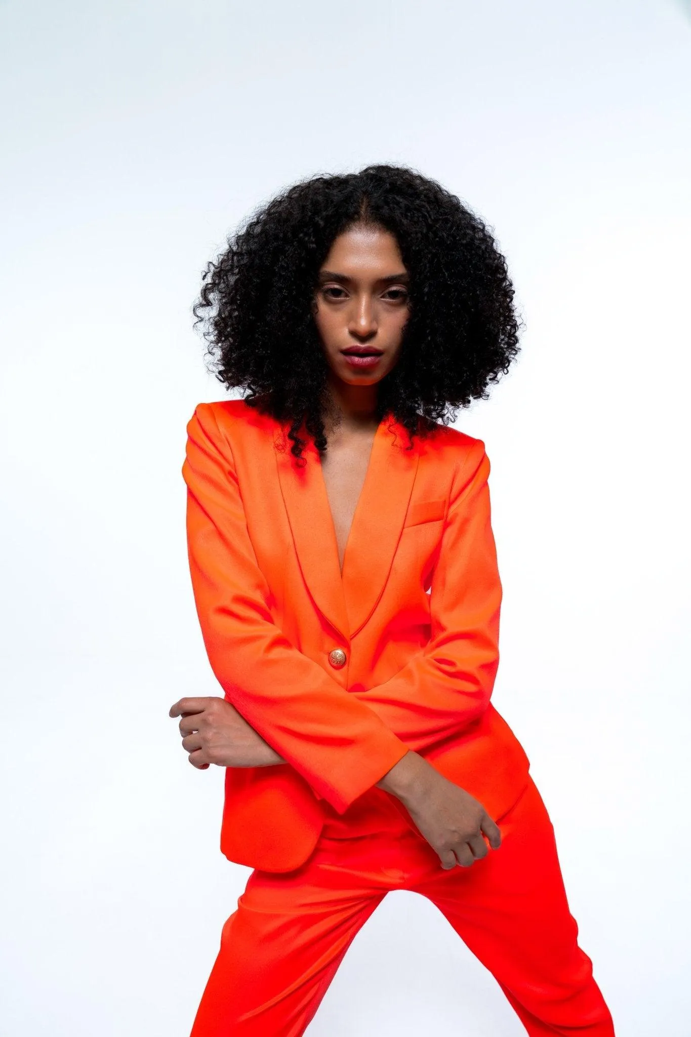 ORANGE SINGLE BREASTED BLAZER PANT  CO-ORD SET