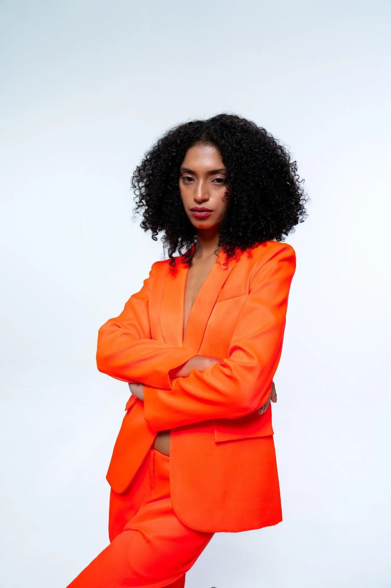 ORANGE SINGLE BREASTED BLAZER PANT  CO-ORD SET