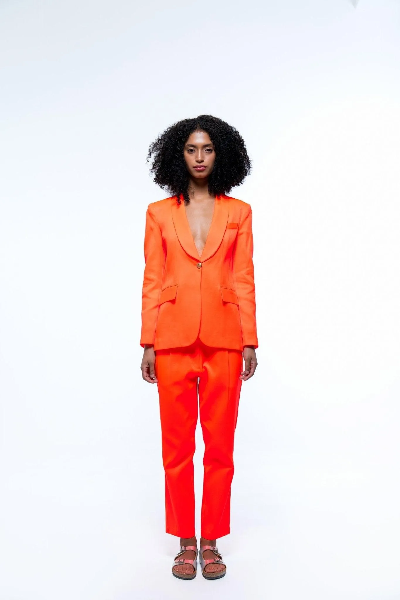 ORANGE SINGLE BREASTED BLAZER PANT  CO-ORD SET