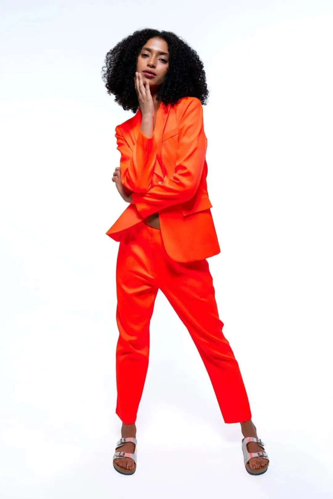 ORANGE SINGLE BREASTED BLAZER PANT  CO-ORD SET