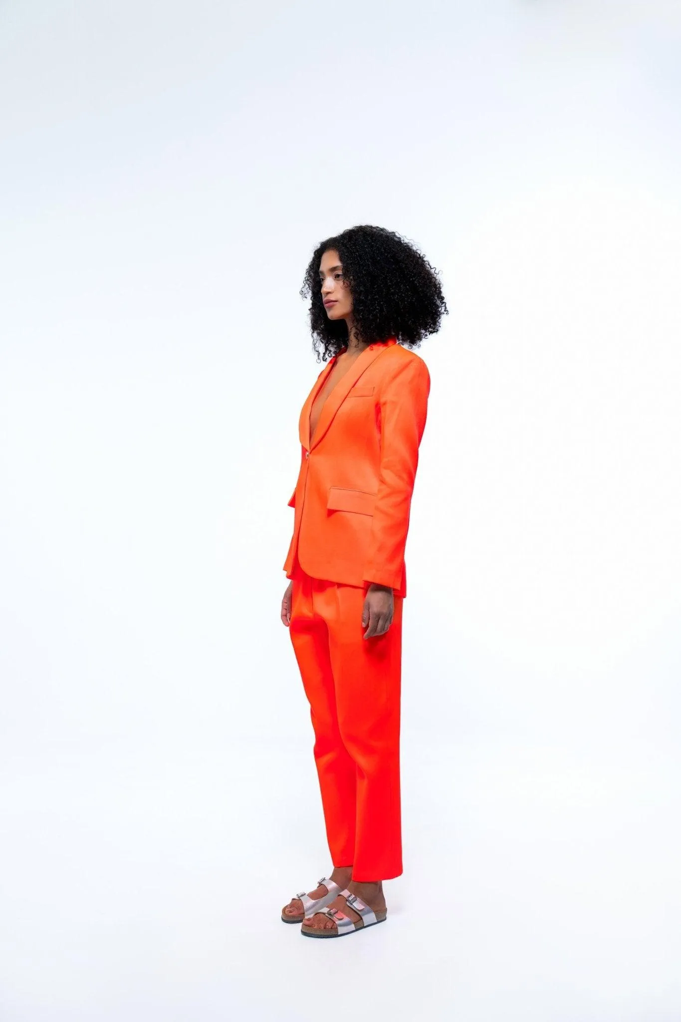 ORANGE SINGLE BREASTED BLAZER PANT  CO-ORD SET