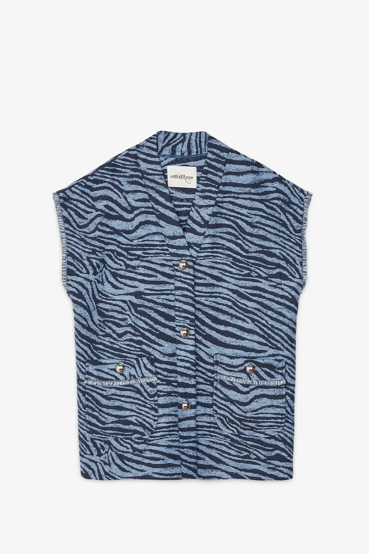 Ottod'Ame Animal Print Gilet - Jean Blue