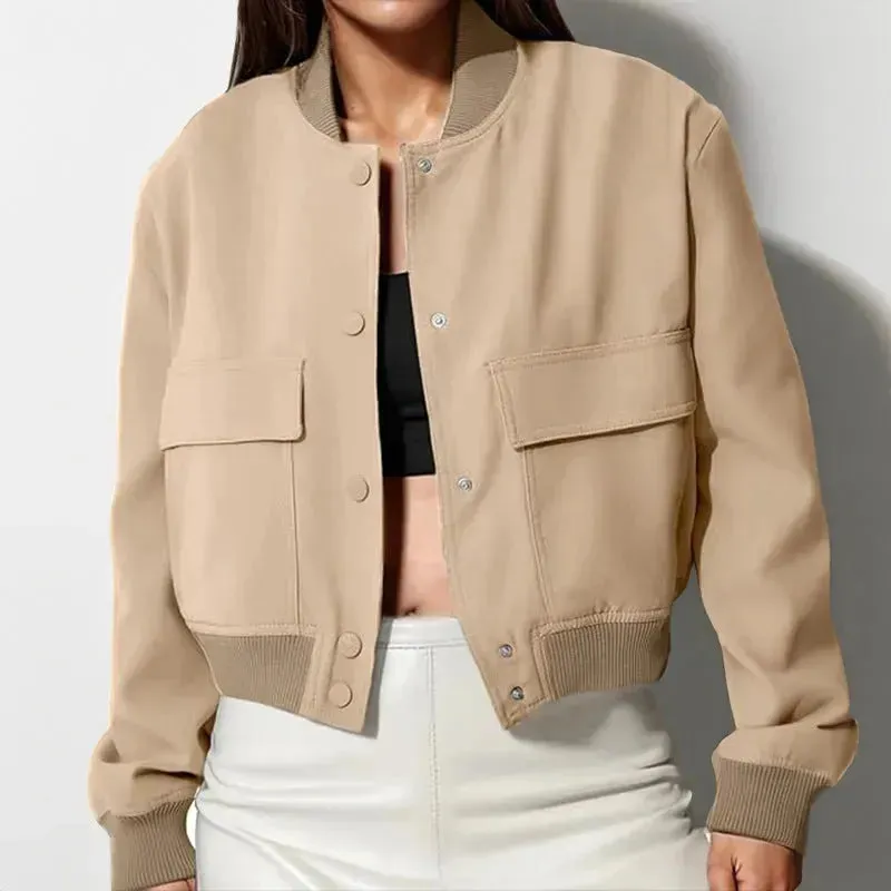 Oversized Fashion Button down Cropped Jacket outwear top for women