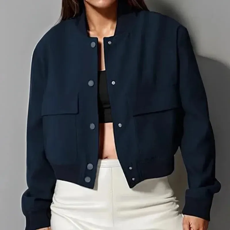 Oversized Fashion Button down Cropped Jacket outwear top for women