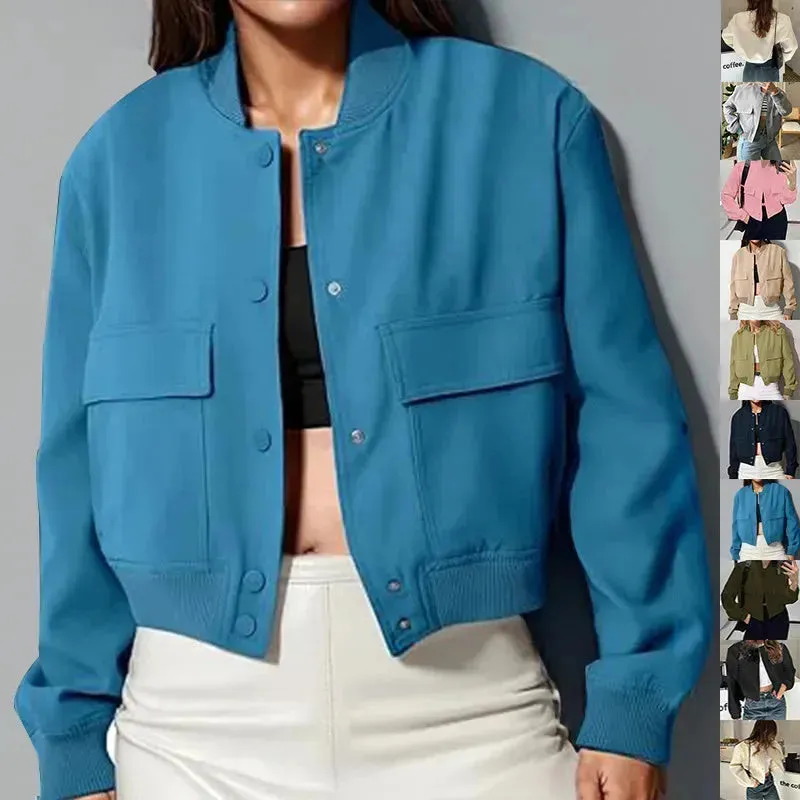 Oversized Fashion Button down Cropped Jacket outwear top for women