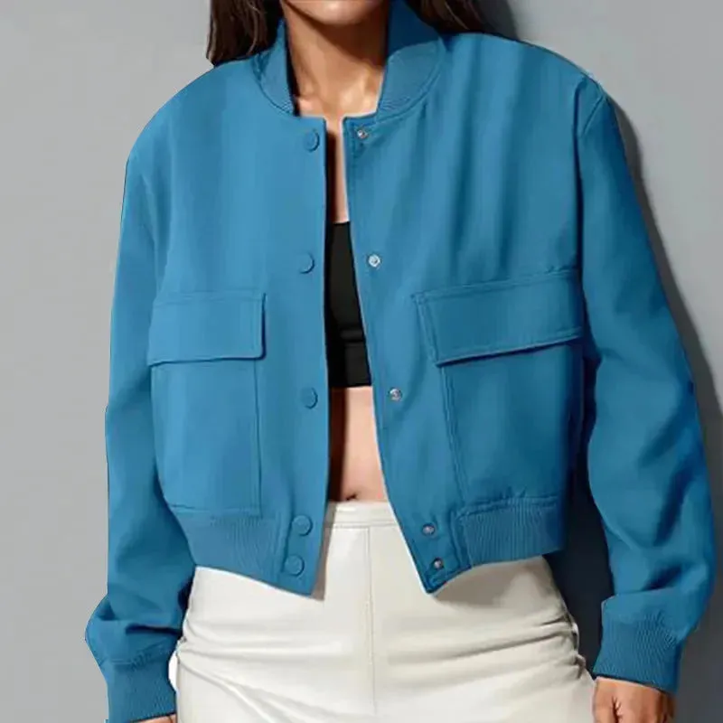 Oversized Fashion Button down Cropped Jacket outwear top for women