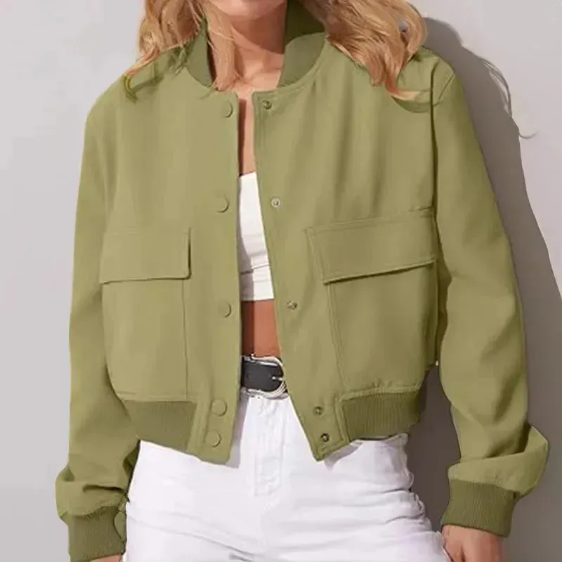 Oversized Fashion Button down Cropped Jacket outwear top for women