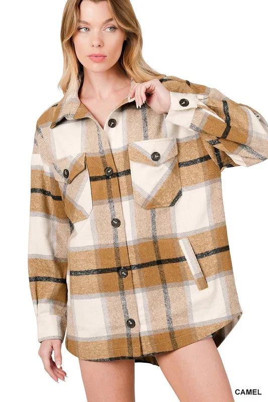 OVERSIZED YARN DYED PLAID SHACKET