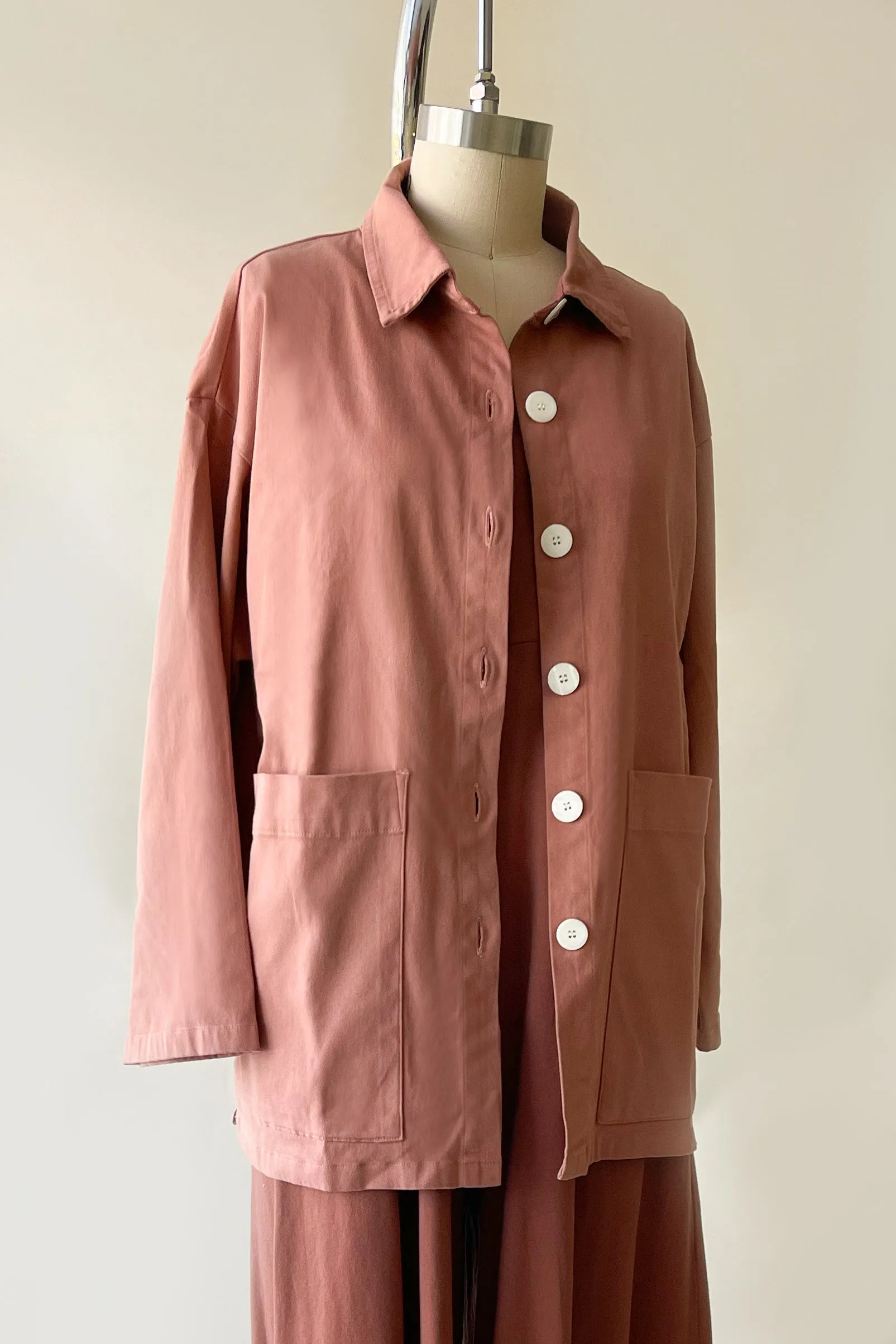 Painters Oversized Shirt Jacket - Light Rosewood