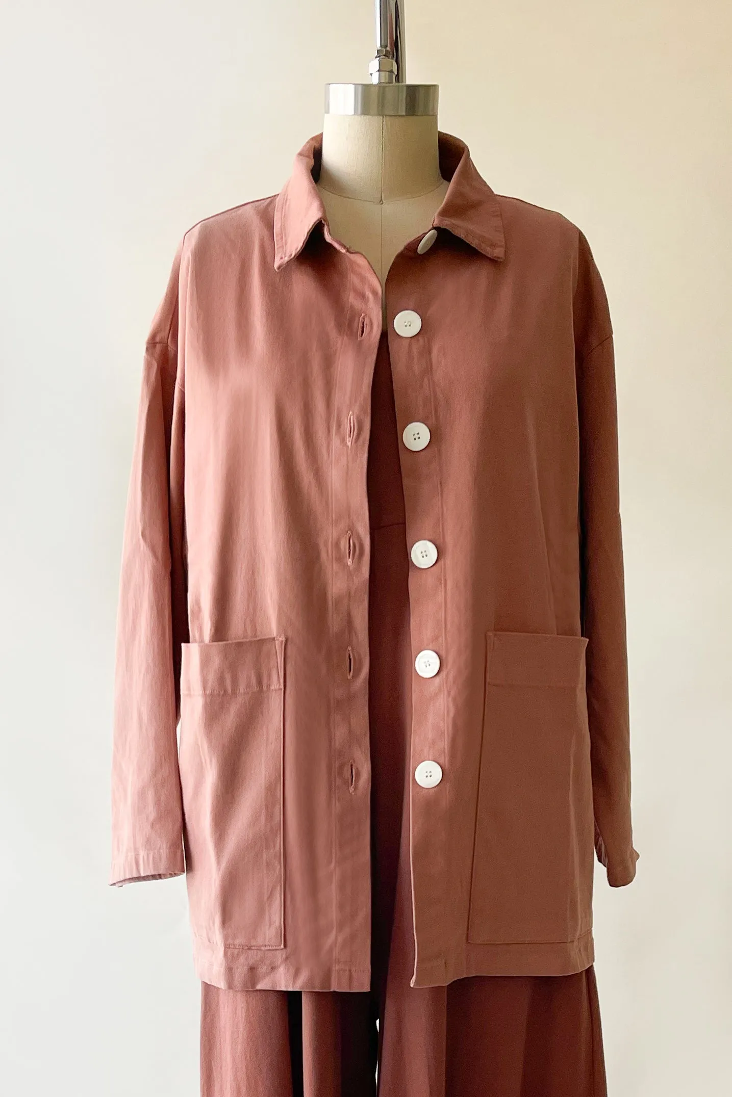 Painters Oversized Shirt Jacket - Light Rosewood