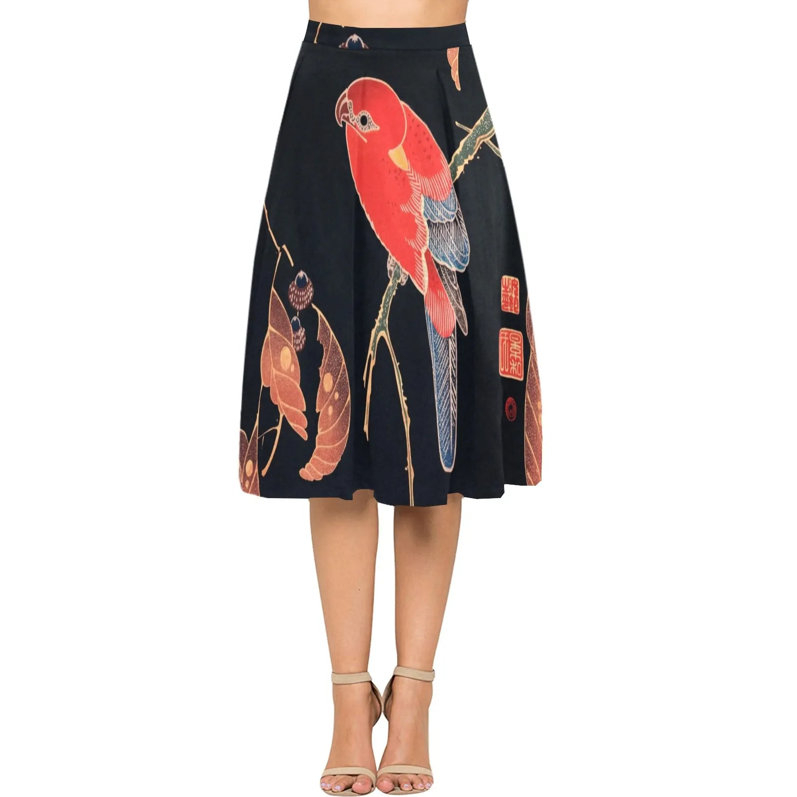 Parrot Play Mnemosyne Women's Crepe Skirt (Model D16)