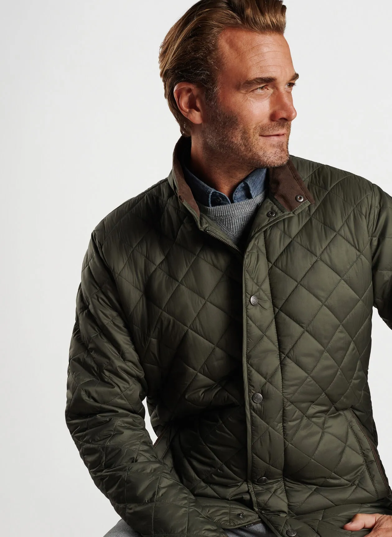 Peter Millar Suffolk Quilted Travel Coat - Olive