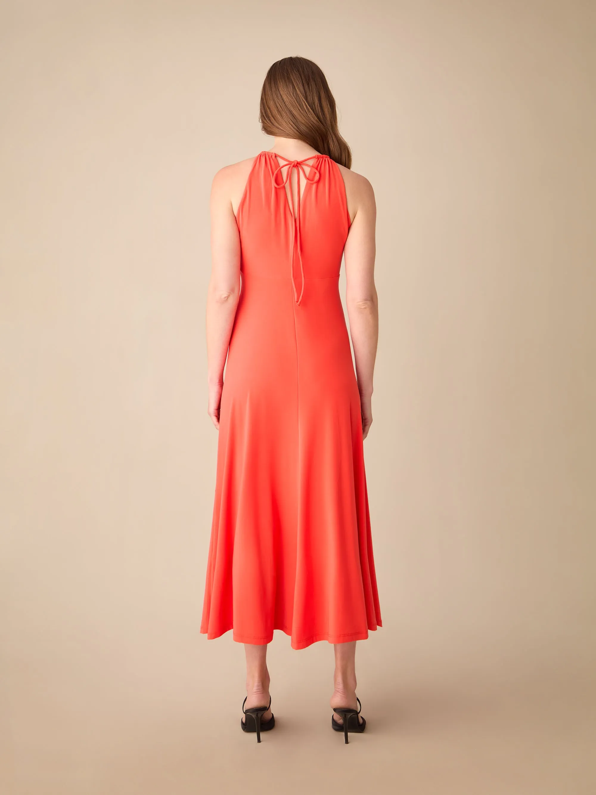 Petite Orange Halterneck Midi Dress