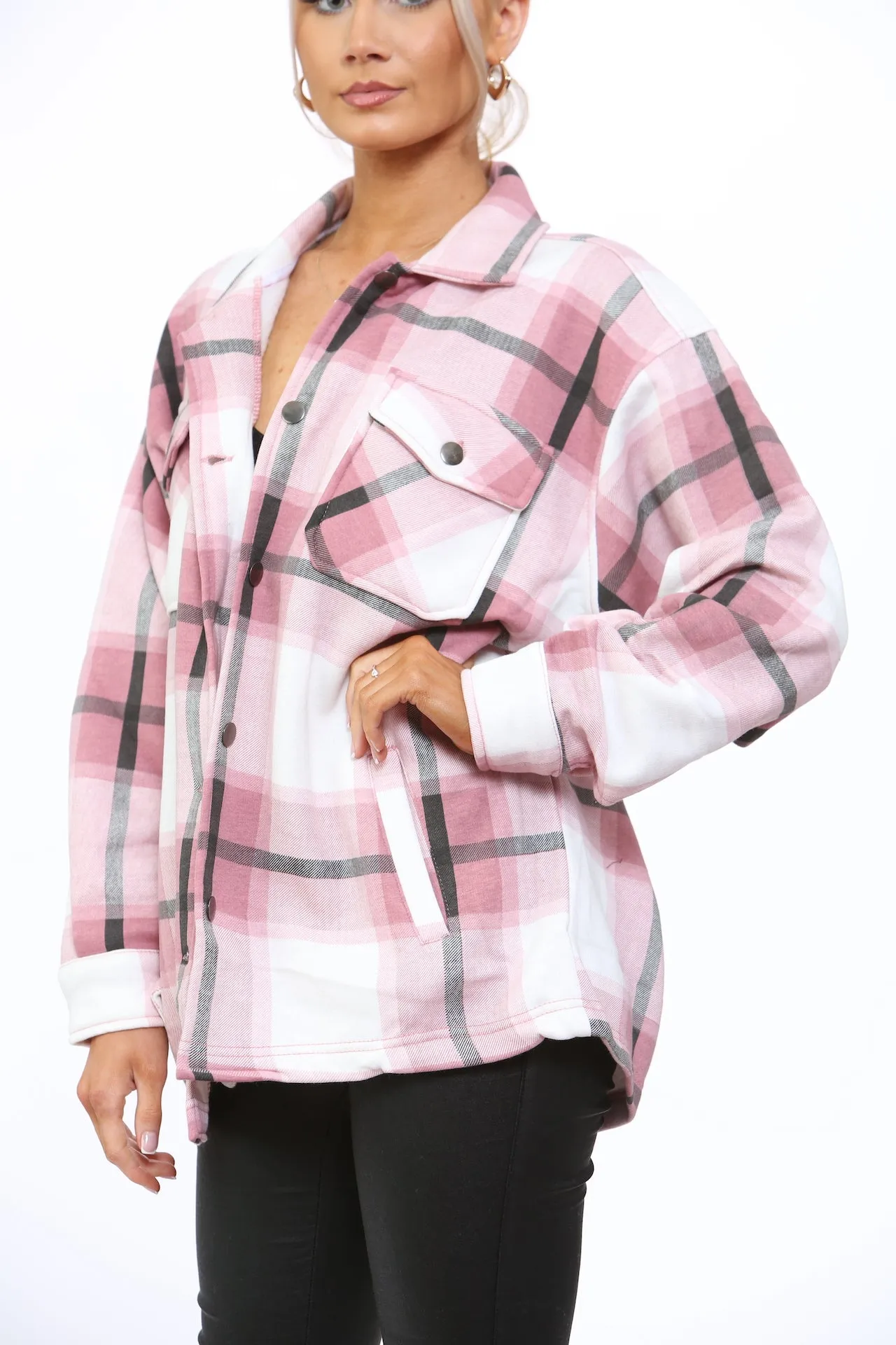 Pink Check Shacket