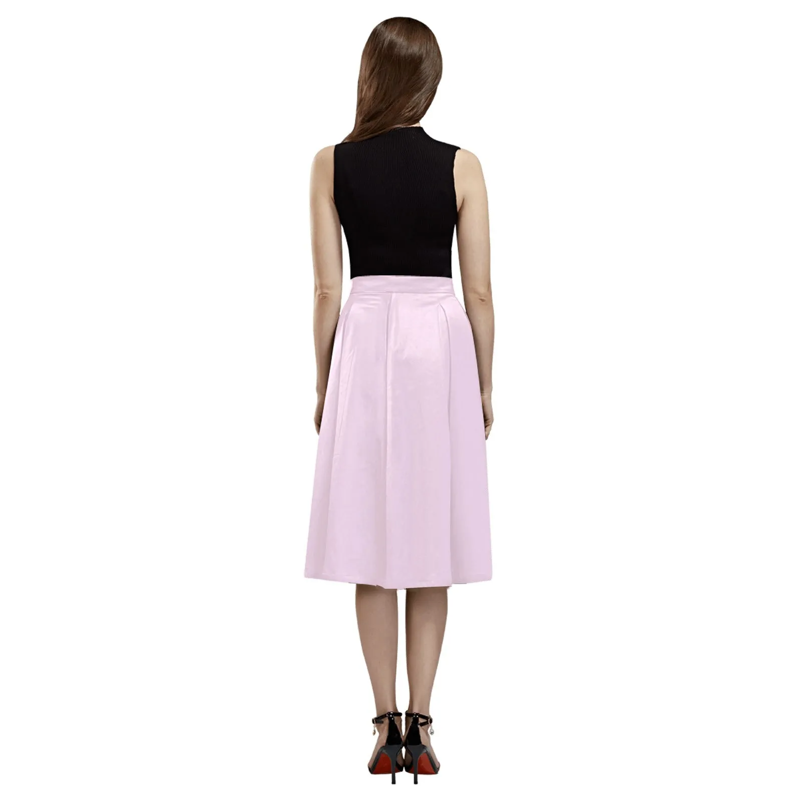 Pink Mnemosyne Women's Crepe Skirt (Model D16)