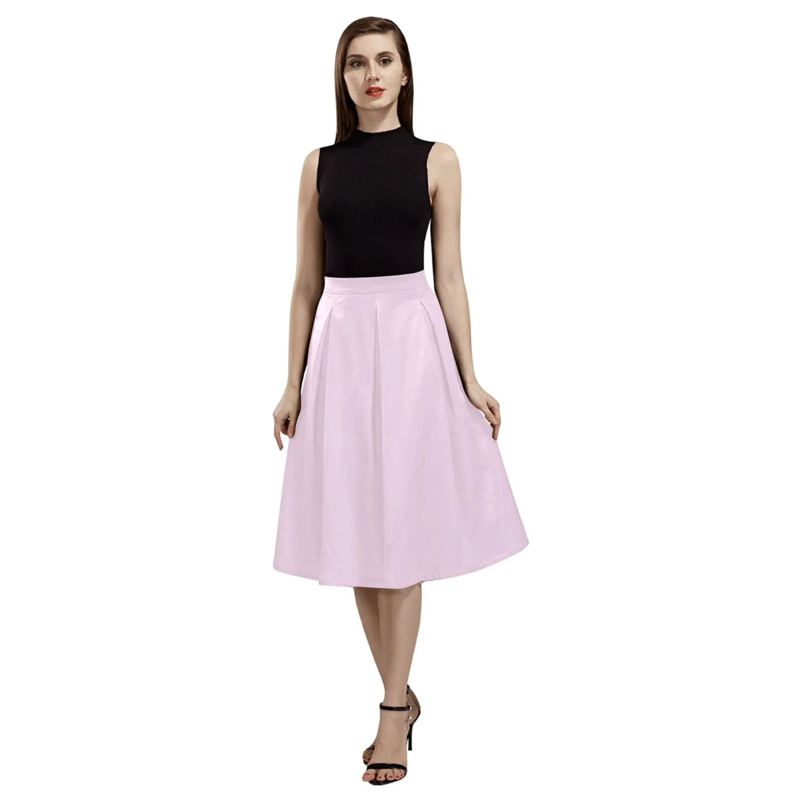 Pink Mnemosyne Women's Crepe Skirt (Model D16)