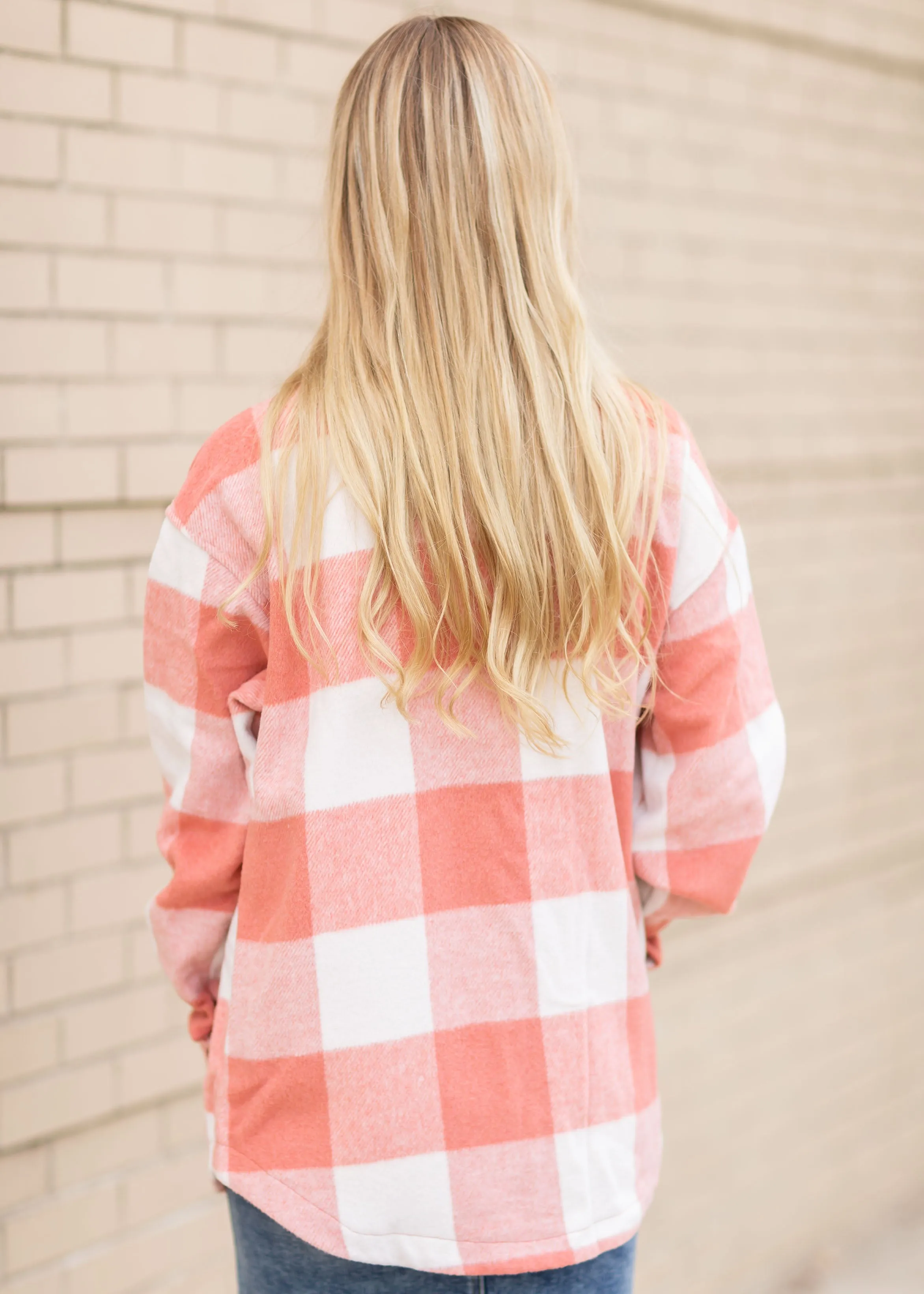 Pink Plaid Button Shacket